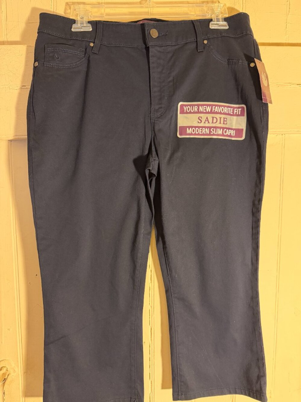 NWT Gloria Vanderbuilt Navy Blue Sadie Modern Slim Capri Pants Sz 10